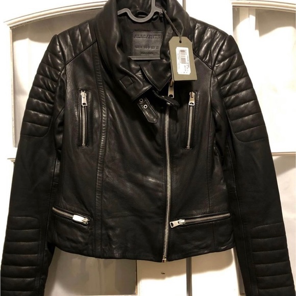 All Saints genuine leather biker jacket - Picture 4 of 7